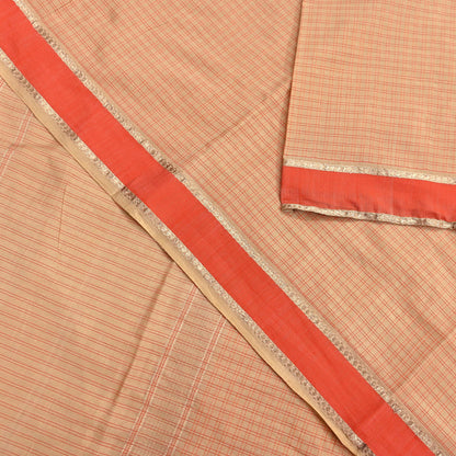 Indian Vintage Sari Beige Mysore Silk Woven Saree with Zari Border 5 Yards Soft Craft Fabric Upcycle, Quilting, Dressmaking