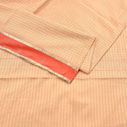 Indian Vintage Sari Beige Mysore Silk Woven Saree with Zari Border 5 Yards Soft Craft Fabric Upcycle, Quilting, Dressmaking