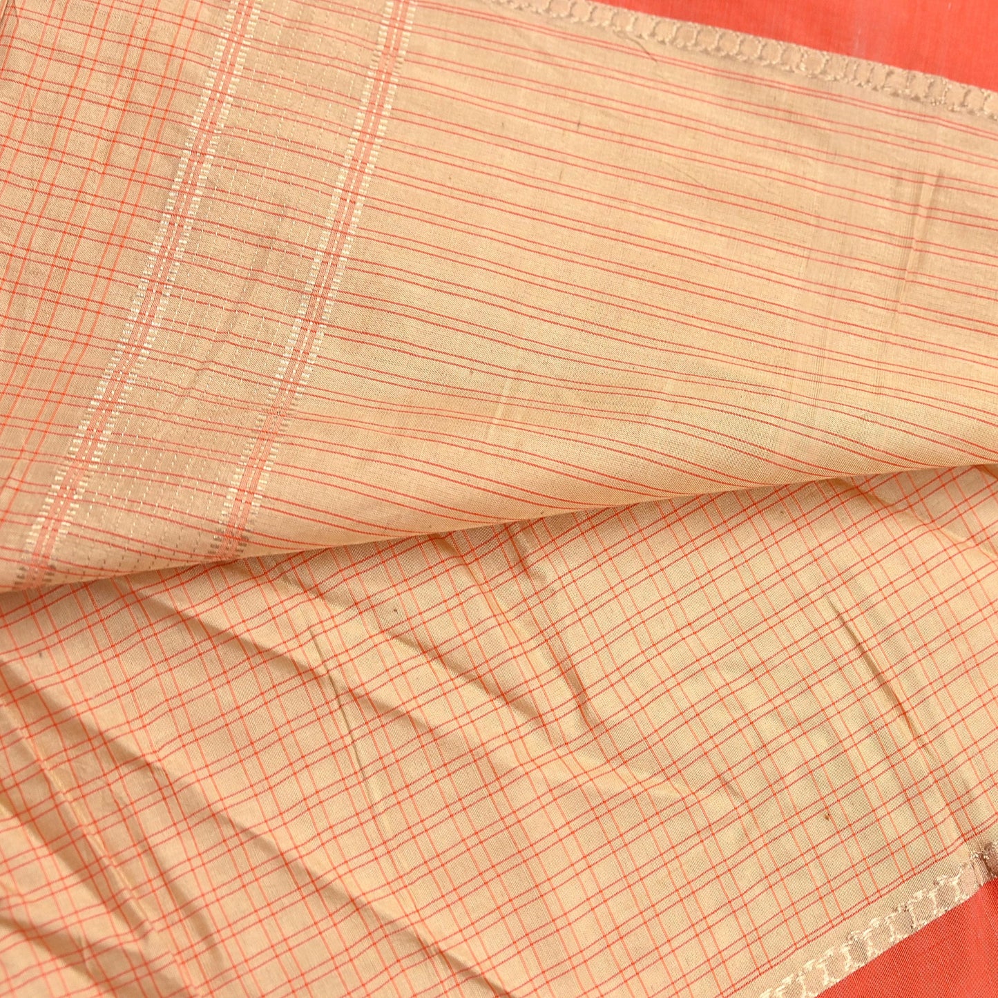 Indian Vintage Sari Beige Mysore Silk Woven Saree with Zari Border 5 Yards Soft Craft Fabric Upcycle, Quilting, Dressmaking