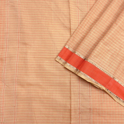 Indian Vintage Sari Beige Mysore Silk Woven Saree with Zari Border 5 Yards Soft Craft Fabric Upcycle, Quilting, Dressmaking