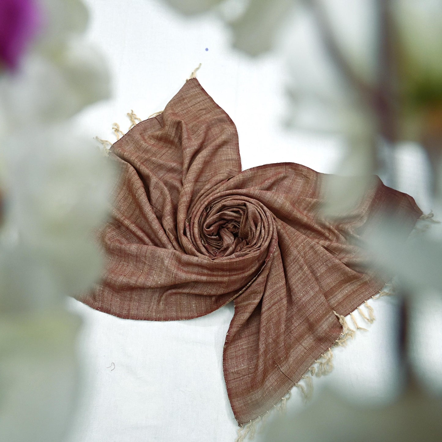 Indian Women Vintage Brown & beige Long Stole Pure Woolen Scarf Dupatta Scarves Sarong Wrap Veil Hijab Shawl Soft