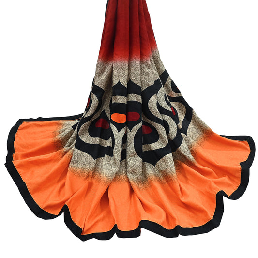 Indian Vintage Long Stole Woolen Scarf Dupatta Infinity Scarves Printed Sarong Wrap Craft Fabric Veil Woman Hijab Shawl Floral