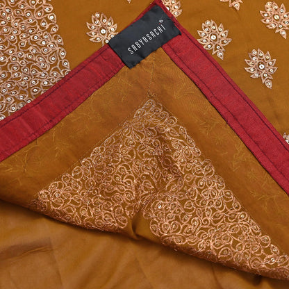 Indian Heavy Sari Saffron Pure Georgette Silk Hand Embroidered Sarees Designer Sabyasachi 6Yd Sewing Ethnic Bollywood party wear saree