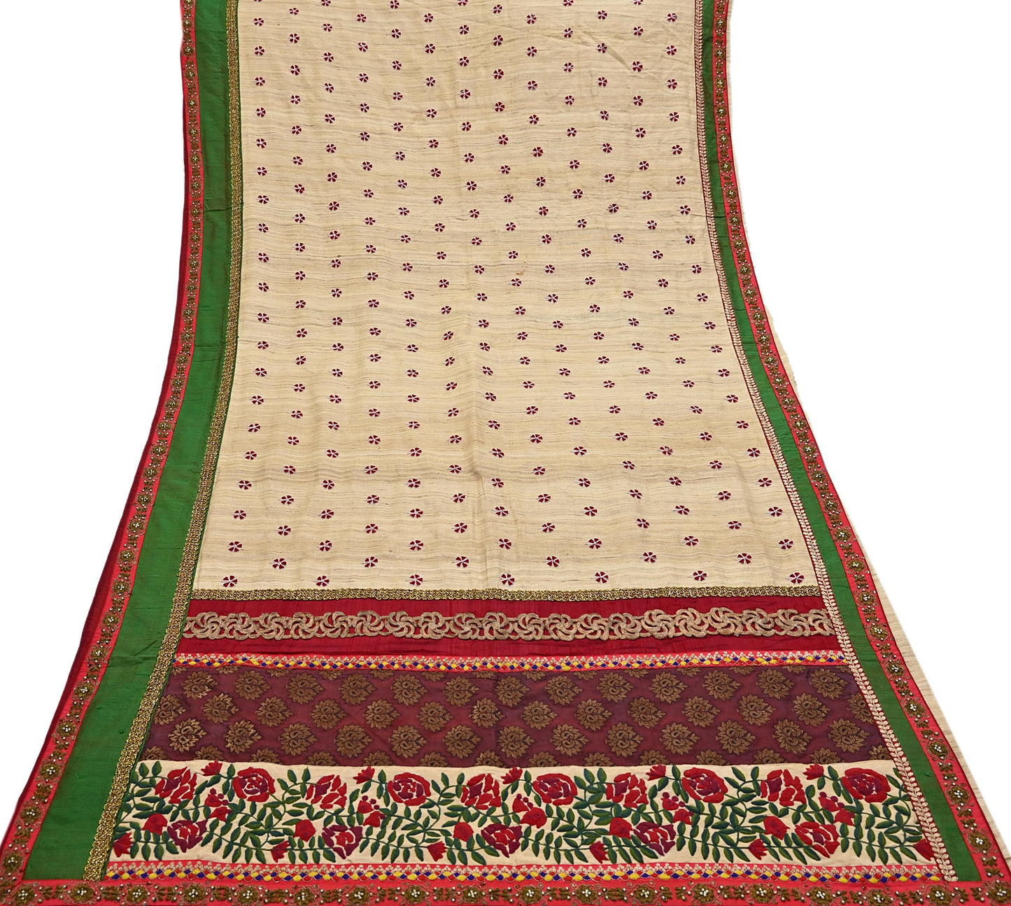 Indian Pre-owned Saree Pure Khadi Silk Hand Embroidered Banarasi Sabyasachi Designer Sari 6Yd Soft Ethnic Bollywood Party saree