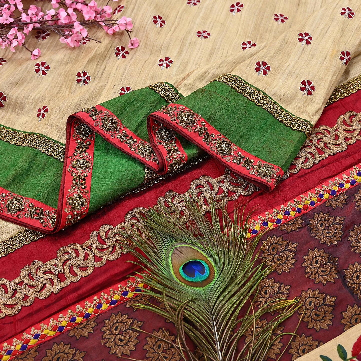 Indian Pre-owned Saree Pure Khadi Silk Hand Embroidered Banarasi Sabyasachi Designer Sari 6Yd Soft Ethnic Bollywood Party saree