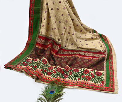 Indian Pre-owned Saree Pure Khadi Silk Hand Embroidered Banarasi Sabyasachi Designer Sari 6Yd Soft Ethnic Bollywood Party saree