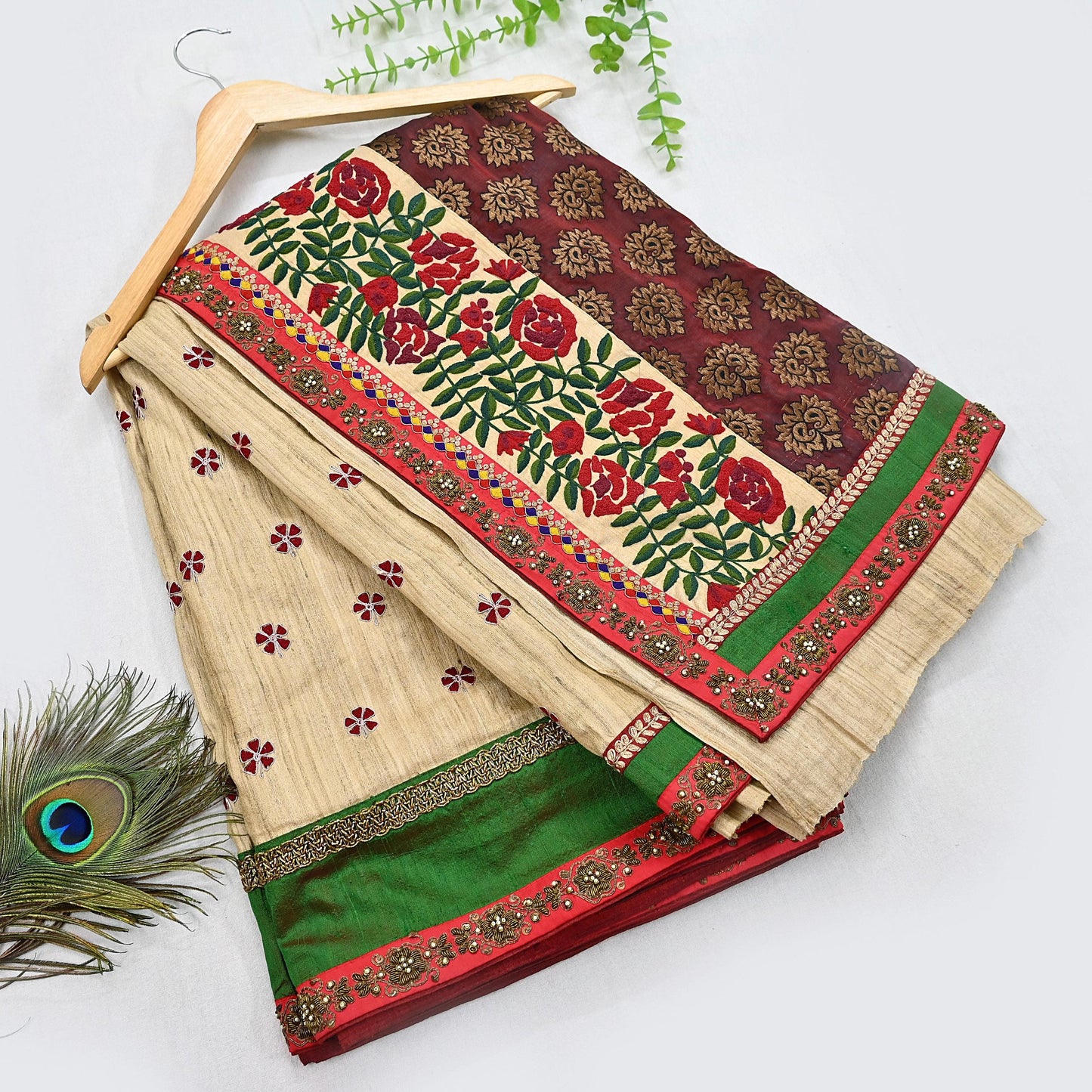 Indian Pre-owned Saree Pure Khadi Silk Hand Embroidered Banarasi Sabyasachi Designer Sari 6Yd Soft Ethnic Bollywood Party saree