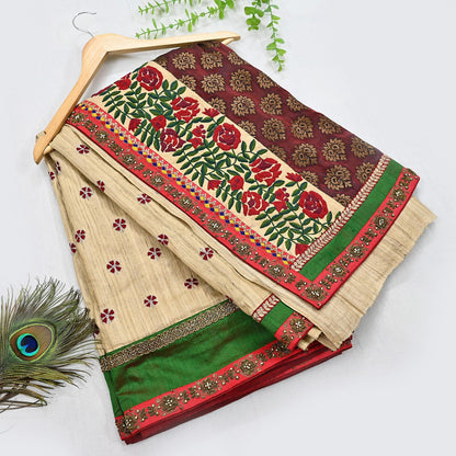 Indian Pre-owned Saree Pure Khadi Silk Hand Embroidered Banarasi Sabyasachi Designer Sari 6Yd Soft Ethnic Bollywood Party saree