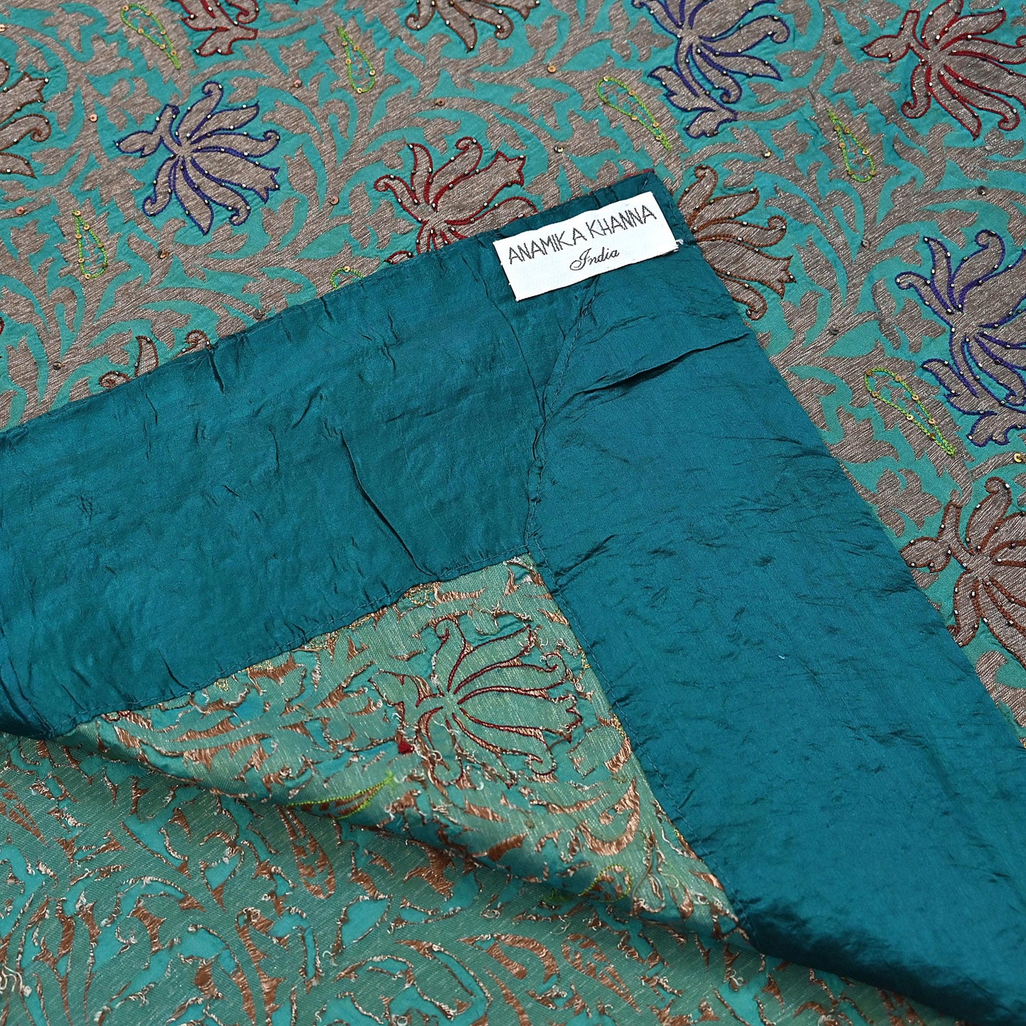 Pre-owned Green Pure Silk Brocade Saree, Handwoven Zardozi 5 yard Anamika Khanna Designer Wedding Saree Indian Bridal Wear Party Sari