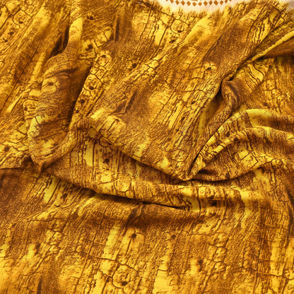 Indian Vintage Ivory & Yellow Saree Printed Pure Cotton Sari Craft Fabric 5Yd Soft Sewing Sarong Wrap Boho Floral Dress making Crafting