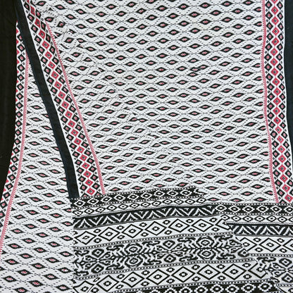 Indian Vintage White & Black Printed Pure Cotton Saree | 5 Yards | Soft Fabric for Sewing, Crafting, Quilting, Upcycling, Dressmaking, Boho