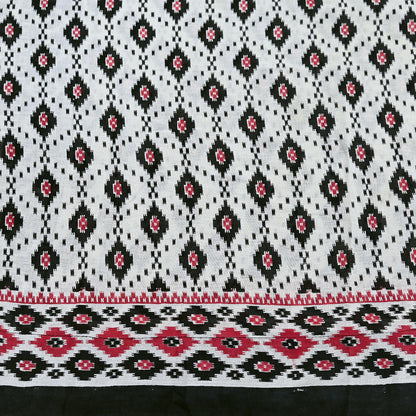 Indian Vintage White & Black Printed Pure Cotton Saree | 5 Yards | Soft Fabric for Sewing, Crafting, Quilting, Upcycling, Dressmaking, Boho