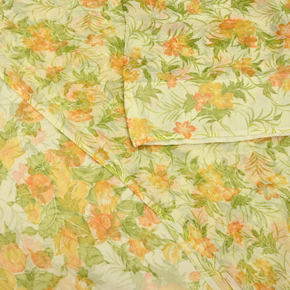 Vintage Saree Ivory Pure Chiffon Silk Printed Sari Craft Fabric Sewing 5Yard Soft quilting crafting dress making