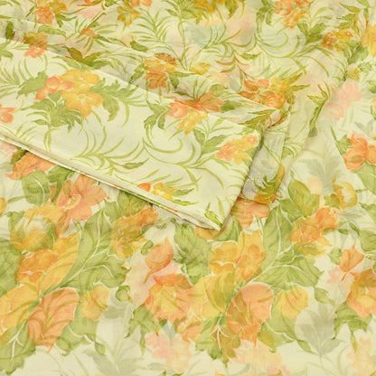 Vintage Saree Ivory Pure Chiffon Silk Printed Sari Craft Fabric Sewing 5Yard Soft quilting crafting dress making