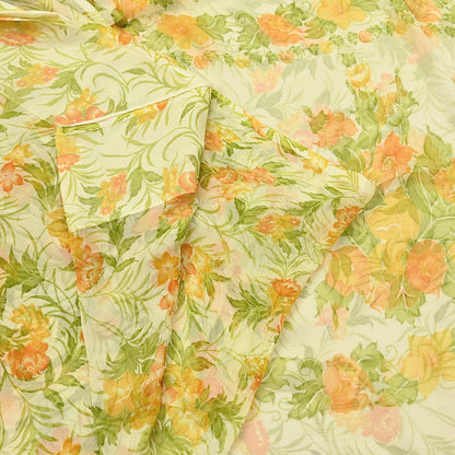 Vintage Saree Ivory Pure Chiffon Silk Printed Sari Craft Fabric Sewing 5Yard Soft quilting crafting dress making