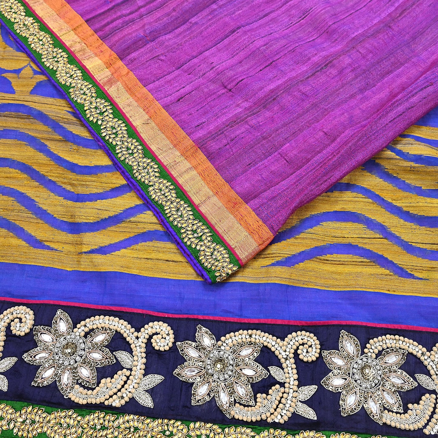 Indian Vintage Purple Saree Pure Khadi Silk Handloom Hand Embroidered Sari Craft Fabric 5yd Ethnic Fringes Dress making Crafting Quilting