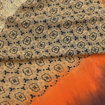 Indian Vintage Sari Beige & Brown Pure Crepe Silk Hand Embroidered Sarees 5yd Sewing Floral Craft Sequins Dress making Crafting Quilting