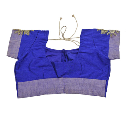 Indian Vintage Blue & Purple Saree Khadi Handloom Hand Embroidered Sari Craft Fabric 6yd Ethnic Fringes Dress making with blouse