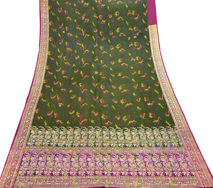 Vintage Multi Heavy Wedding Sari Pure Satin Silk Woven Banarasi Tanchoi Embroidered Sarees 5Yd Craft Fabric Golden Zari Ethnic Dress Making