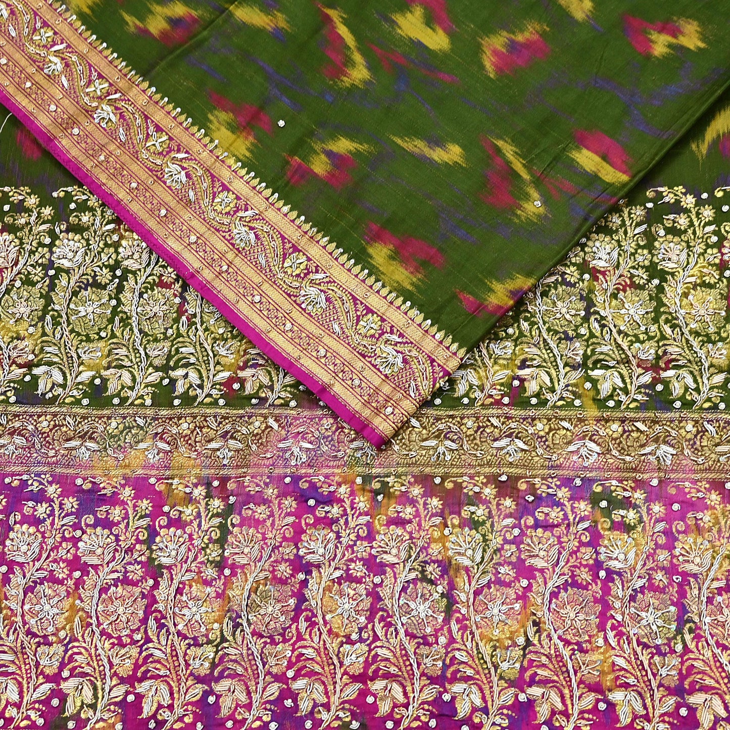 Vintage Multi Heavy Wedding Sari Pure Satin Silk Woven Banarasi Tanchoi Embroidered Sarees 5Yd Craft Fabric Golden Zari Ethnic Dress Making