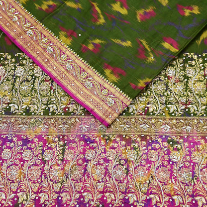 Vintage Multi Heavy Wedding Sari Pure Satin Silk Woven Banarasi Tanchoi Embroidered Sarees 5Yd Craft Fabric Golden Zari Ethnic Dress Making