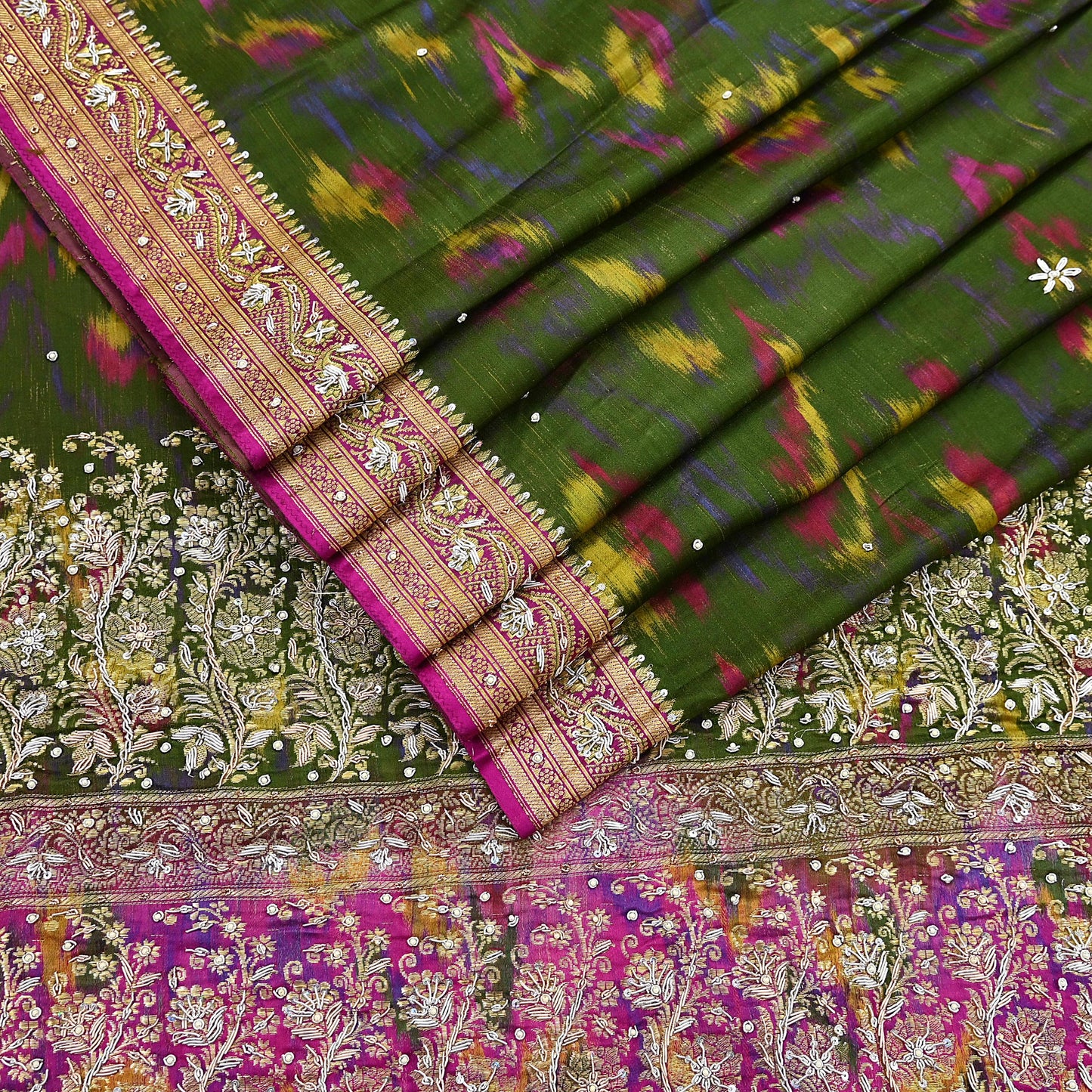 Vintage Multi Heavy Wedding Sari Pure Satin Silk Woven Banarasi Tanchoi Embroidered Sarees 5Yd Craft Fabric Golden Zari Ethnic Dress Making