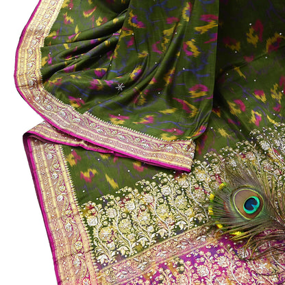 Vintage Multi Heavy Wedding Sari Pure Satin Silk Woven Banarasi Tanchoi Embroidered Sarees 5Yd Craft Fabric Golden Zari Ethnic Dress Making