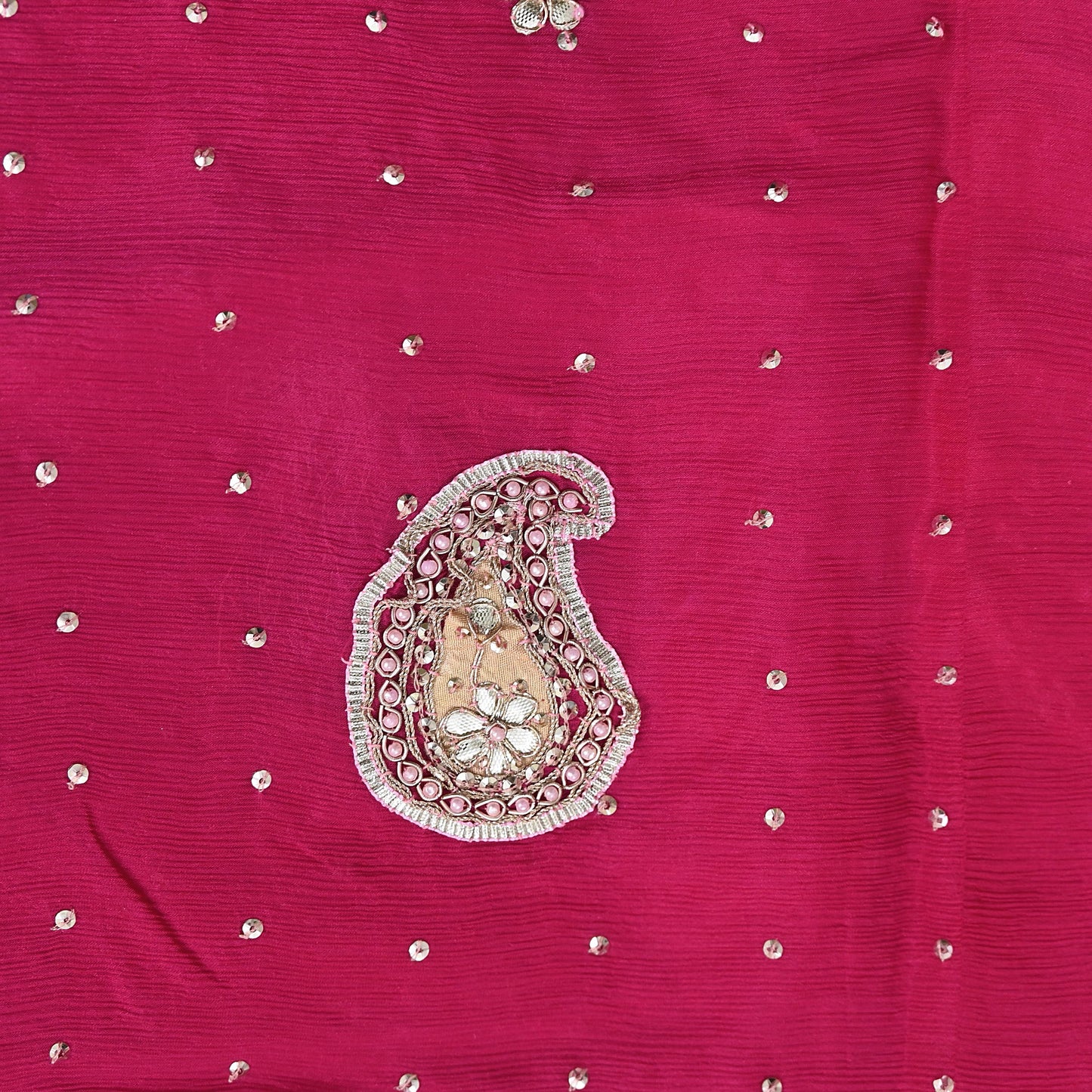 Indian Women Vintage Heavy Pink Dupatta Pure silk Long Stole Hand Embroidered Hijab Scarves Veil Wrap Gota Patti