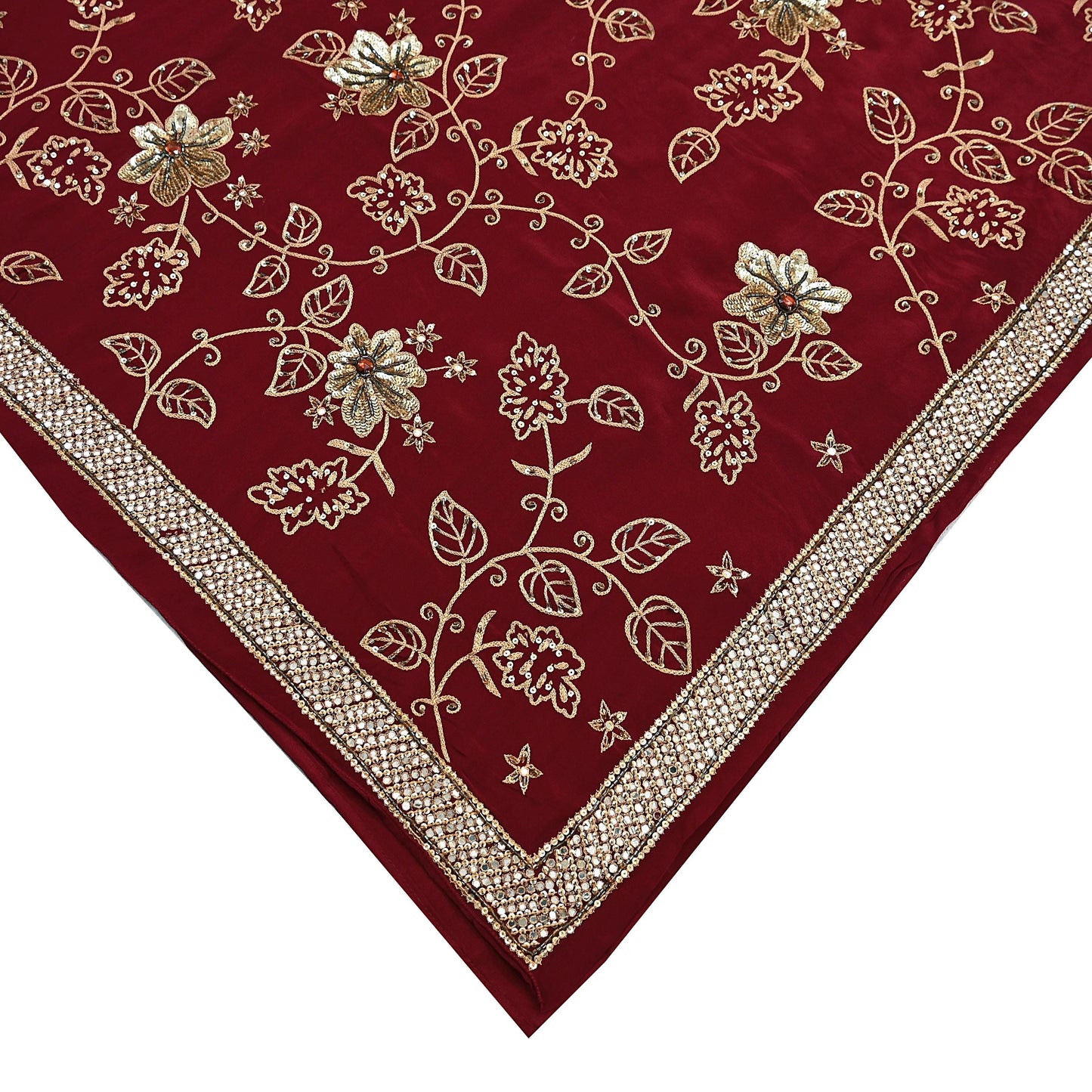 Indian Vintage Purple Saree Pure Crepe Silk Hand Embroidered Sari Craft Fabric 5Yd Sewing Soft Zari Dress making