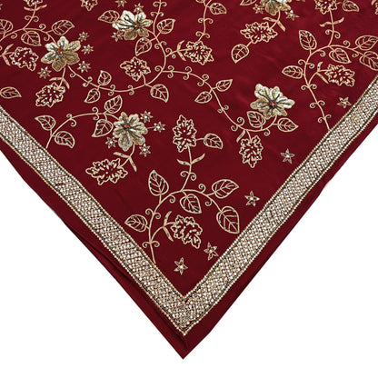 Indian Vintage Purple Saree Pure Crepe Silk Hand Embroidered Sari Craft Fabric 5Yd Sewing Soft Zari Dress making