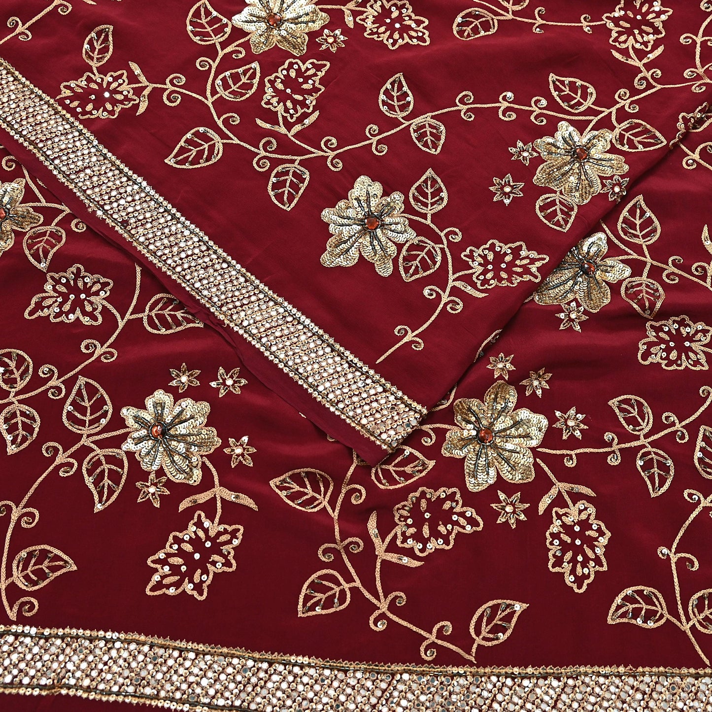 Indian Vintage Purple Saree Pure Crepe Silk Hand Embroidered Sari Craft Fabric 5Yd Sewing Soft Zari Dress making
