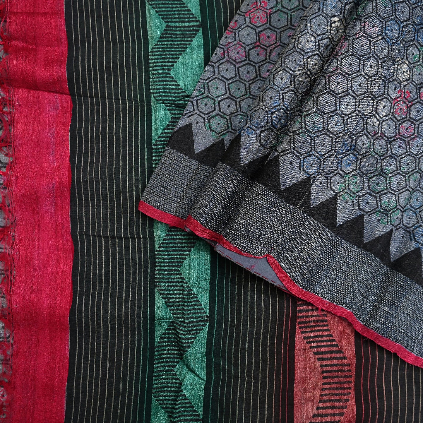 Indian Vintage Heavy Sari gray Pure Khadi Silk Handloom Saree Craft Fabric 5yd Ethnic Wear Dress making For Crafting Quilting