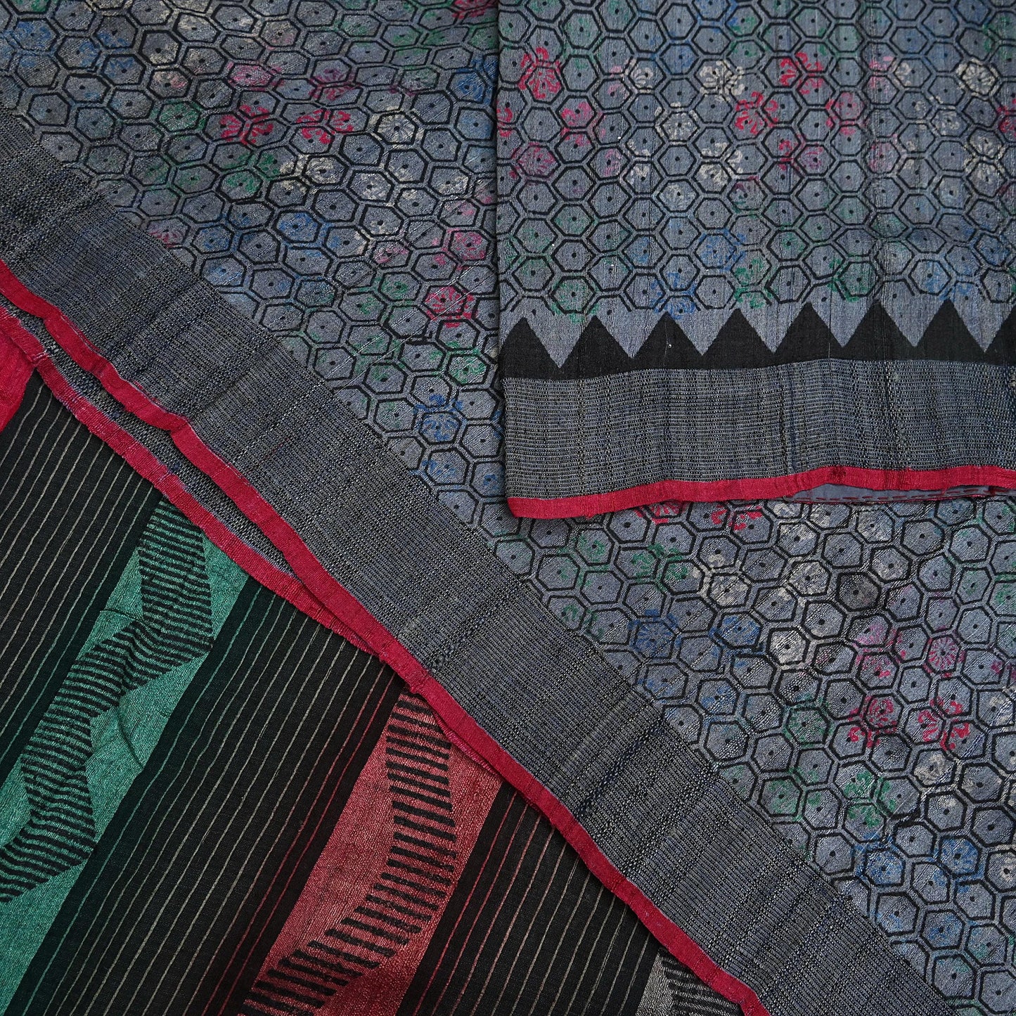 Indian Vintage Heavy Sari gray Pure Khadi Silk Handloom Saree Craft Fabric 5yd Ethnic Wear Dress making For Crafting Quilting