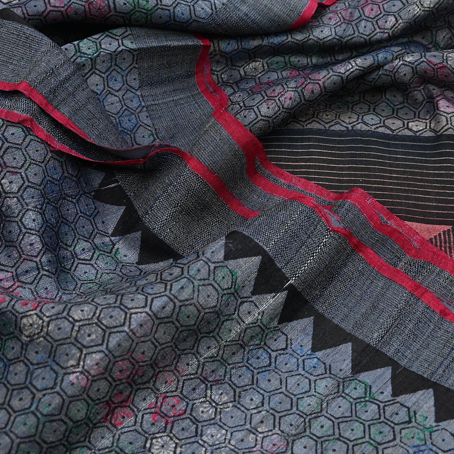 Indian Vintage Heavy Sari gray Pure Khadi Silk Handloom Saree Craft Fabric 5yd Ethnic Wear Dress making For Crafting Quilting