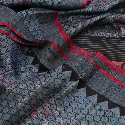 Indian Vintage Heavy Sari gray Pure Khadi Silk Handloom Saree Craft Fabric 5yd Ethnic Wear Dress making For Crafting Quilting