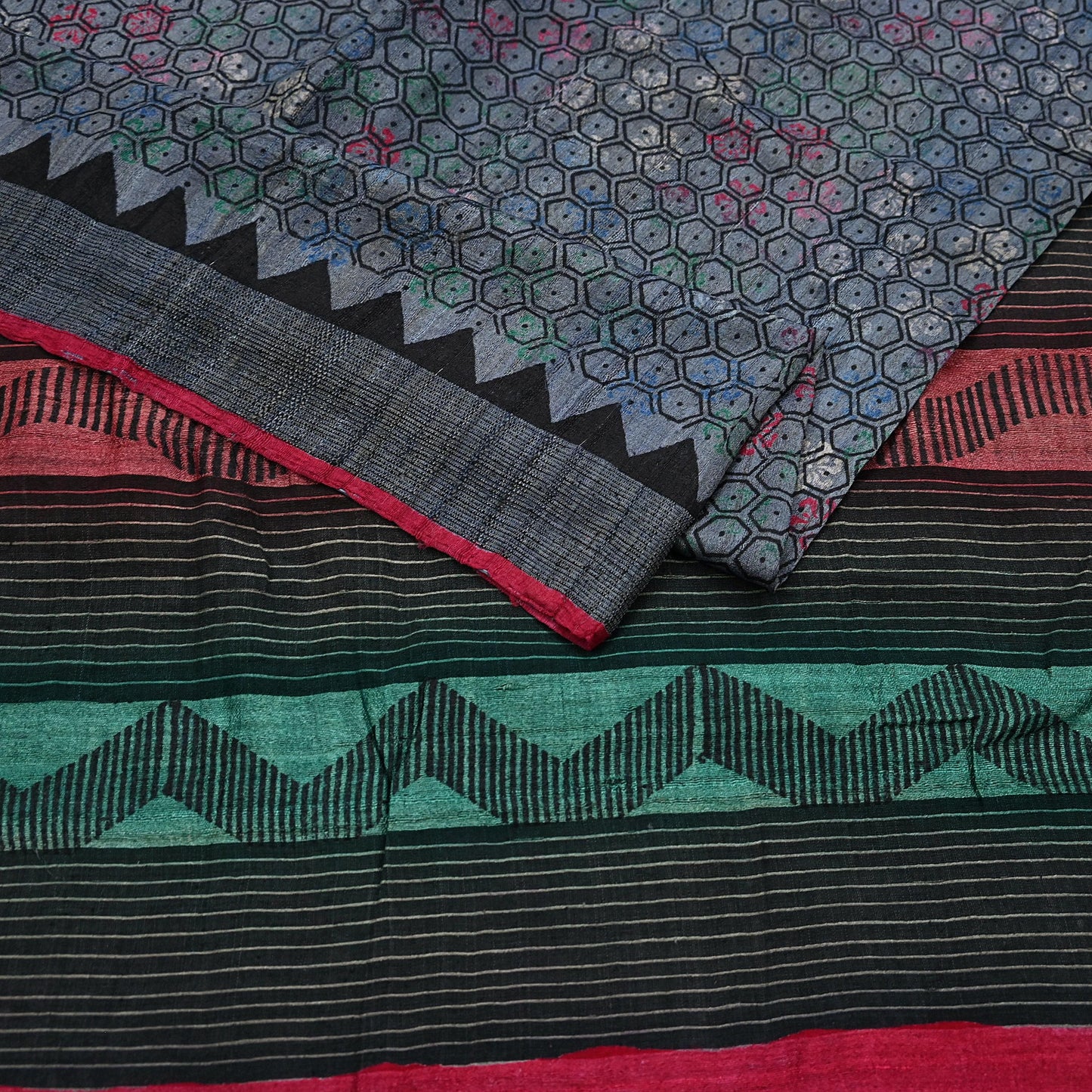 Indian Vintage Heavy Sari gray Pure Khadi Silk Handloom Saree Craft Fabric 5yd Ethnic Wear Dress making For Crafting Quilting