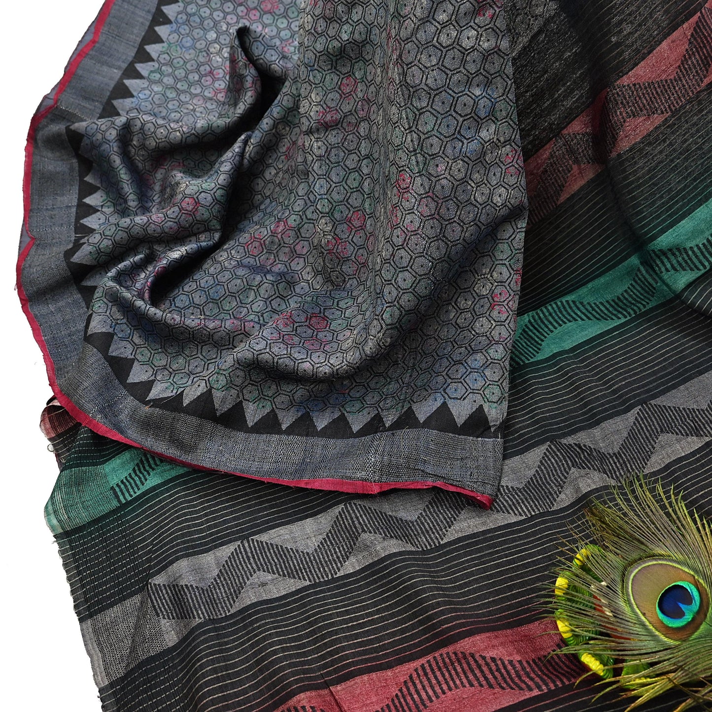 Indian Vintage Heavy Sari gray Pure Khadi Silk Handloom Saree Craft Fabric 5yd Ethnic Wear Dress making For Crafting Quilting