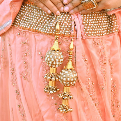 Vintage Peach Sabyasachi Lehenga Skirt Heavy Hand Embroidered Bridal Wear Net Zardozi Work Indian Wedding Outfit Designer Couture