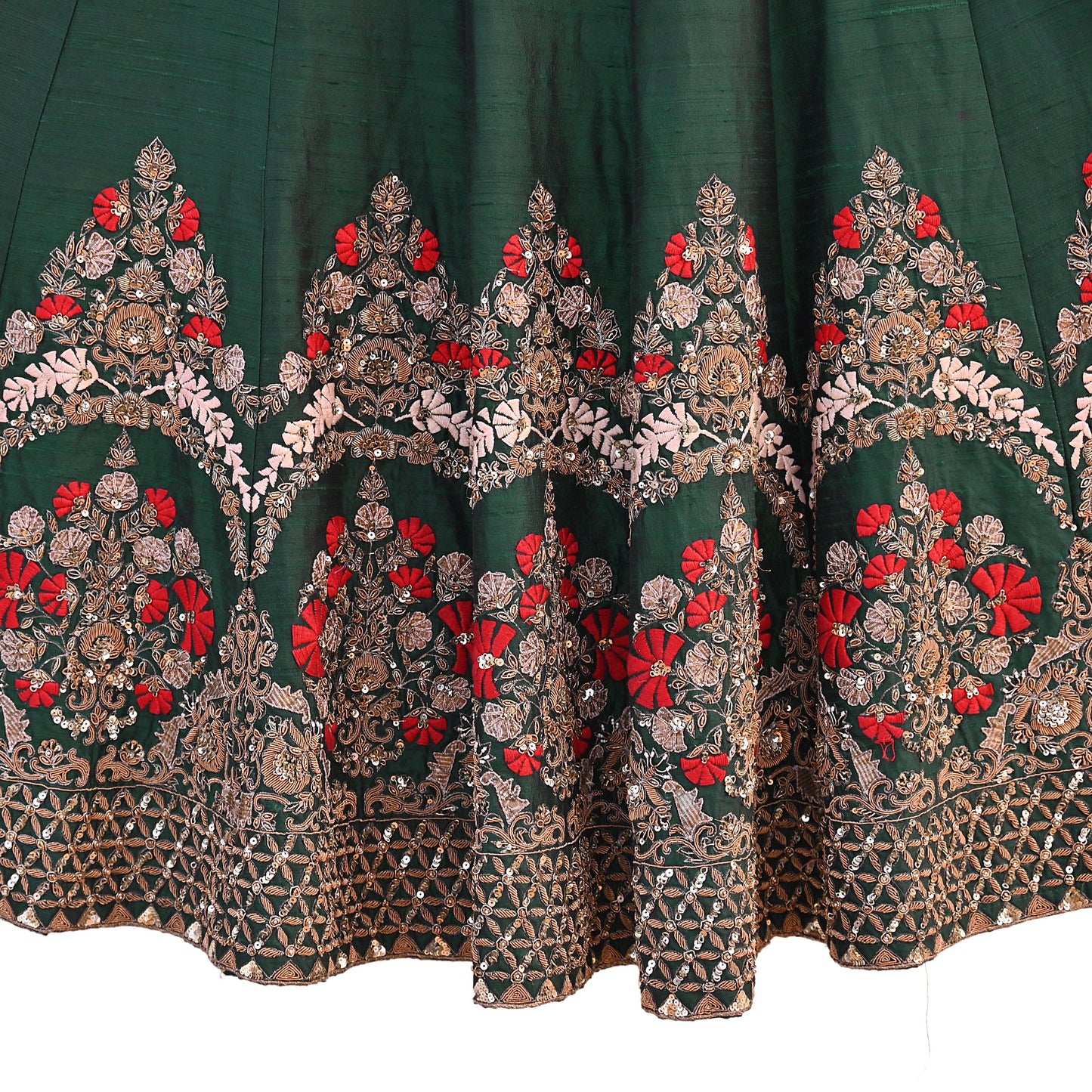 Indian Vintage Heavy Red Raw Silk Hand Embroidered Lehenga/Skirt By Designer Sabyasachi Bridal Wear Dabka/ Zardozi