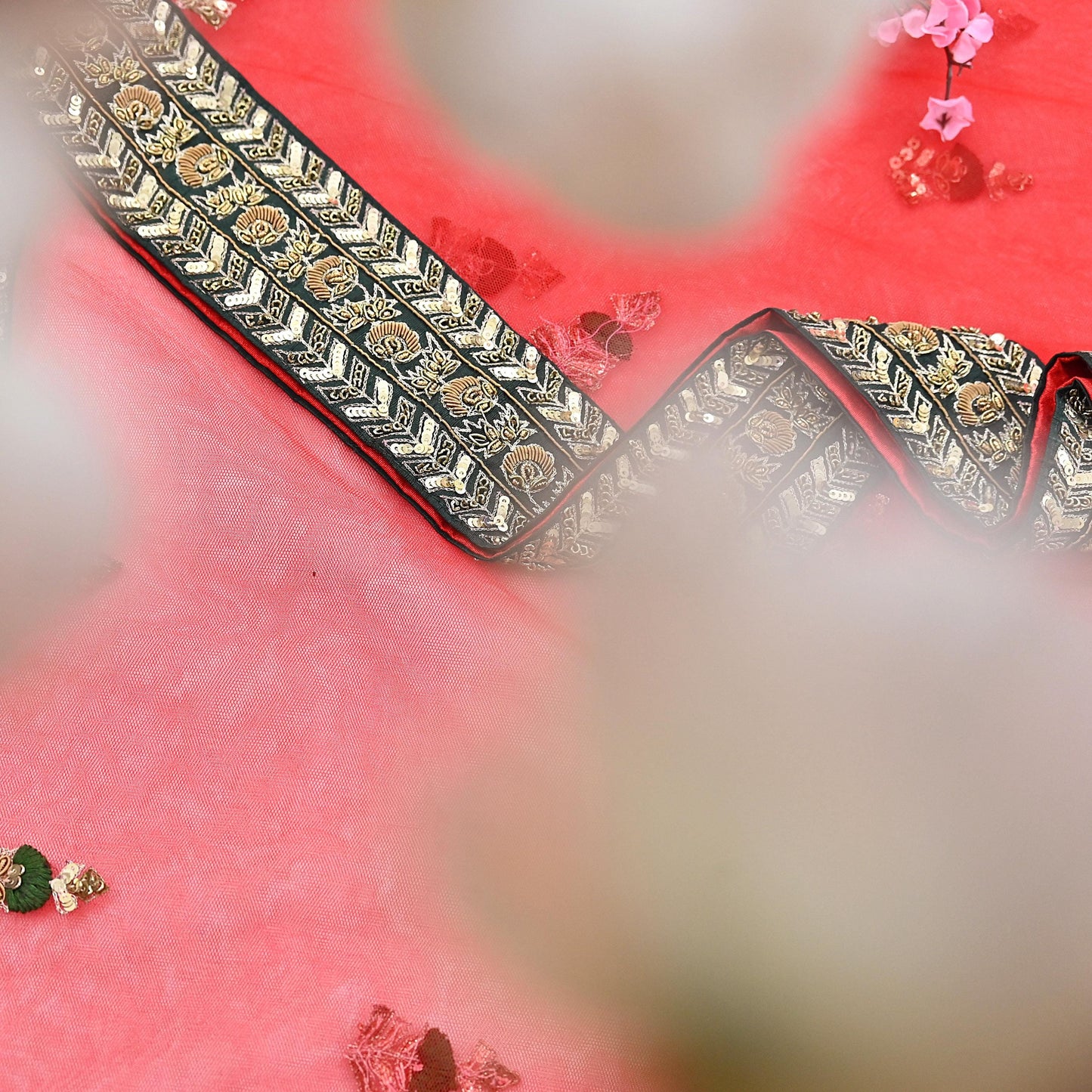 Indian Heavy Wedding Dupatta Red Net Long Stole Hand Embroidered By Designer Sabyasachi Scarves Zardozi Bridal Veil