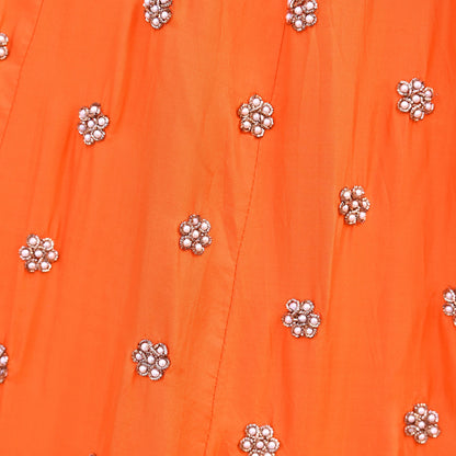 Indian Heavy Party Wear Orange Pure Silk Hand Embroidered Lehenga/Skirt Designer By Manish Malhotra Bridal Wear Zardozi/ Dabka