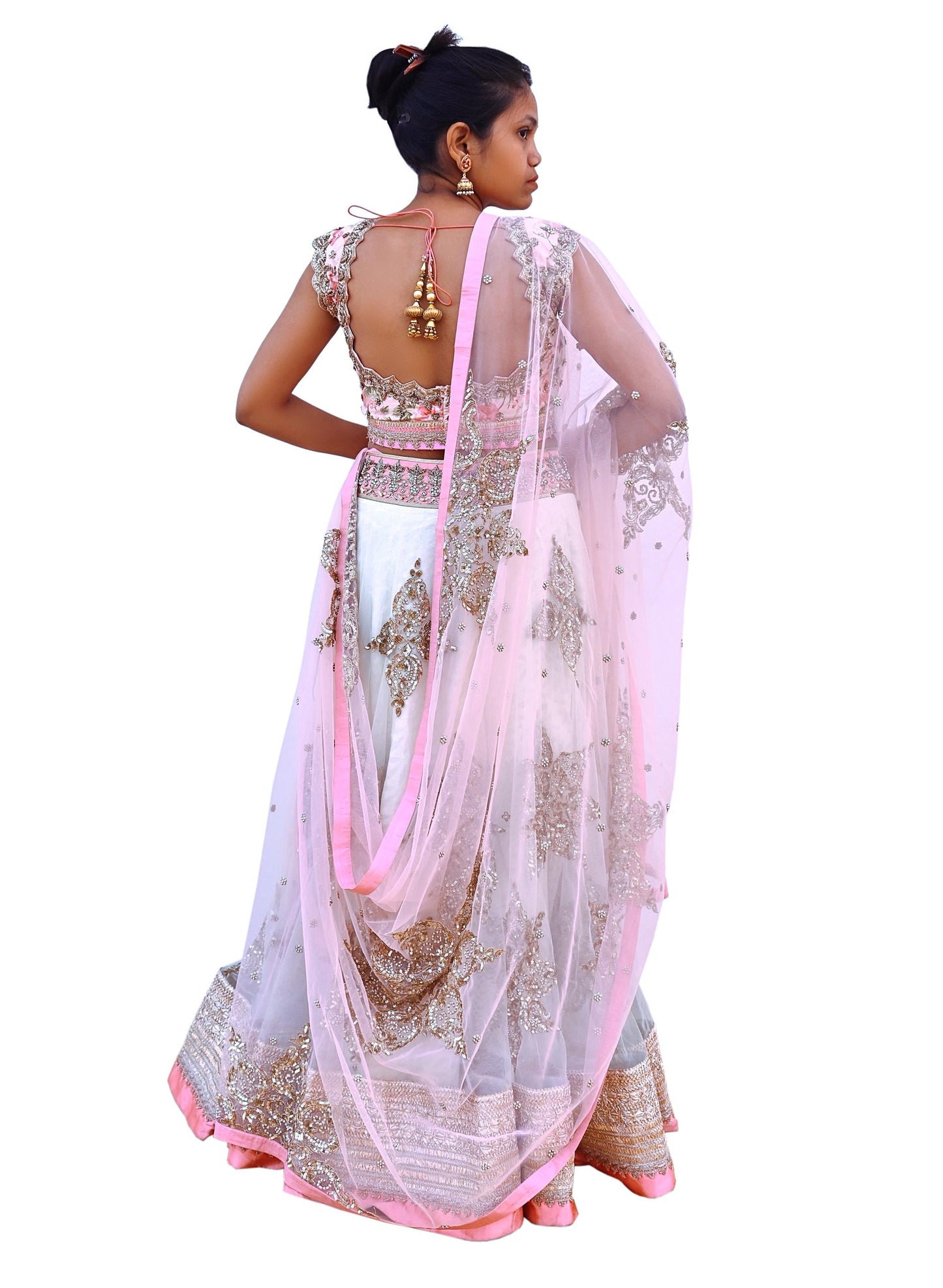 Anushree Reddy Pink White Net Lehenga Set Heavy Hand Embroidered Bridal Lehenga 3pcs Bollywood Wedding Wear Indian Outfit