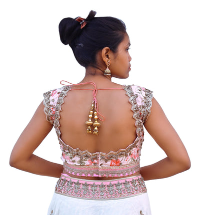 Anushree Reddy Pink White Net Lehenga Set Heavy Hand Embroidered Bridal Lehenga 3pcs Bollywood Wedding Wear Indian Outfit