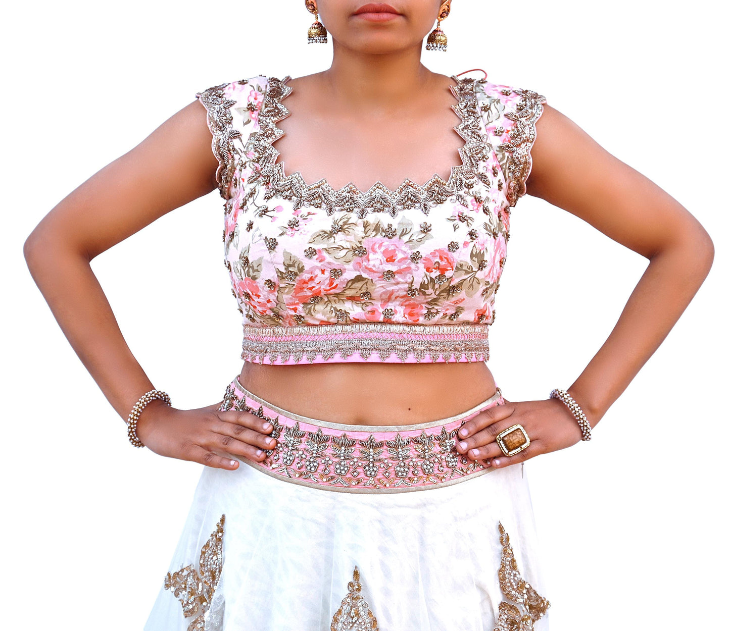 Anushree Reddy Pink White Net Lehenga Set Heavy Hand Embroidered Bridal Lehenga 3pcs Bollywood Wedding Wear Indian Outfit