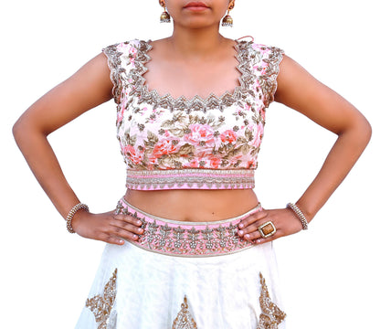 Anushree Reddy Pink White Net Lehenga Set Heavy Hand Embroidered Bridal Lehenga 3pcs Bollywood Wedding Wear Indian Outfit