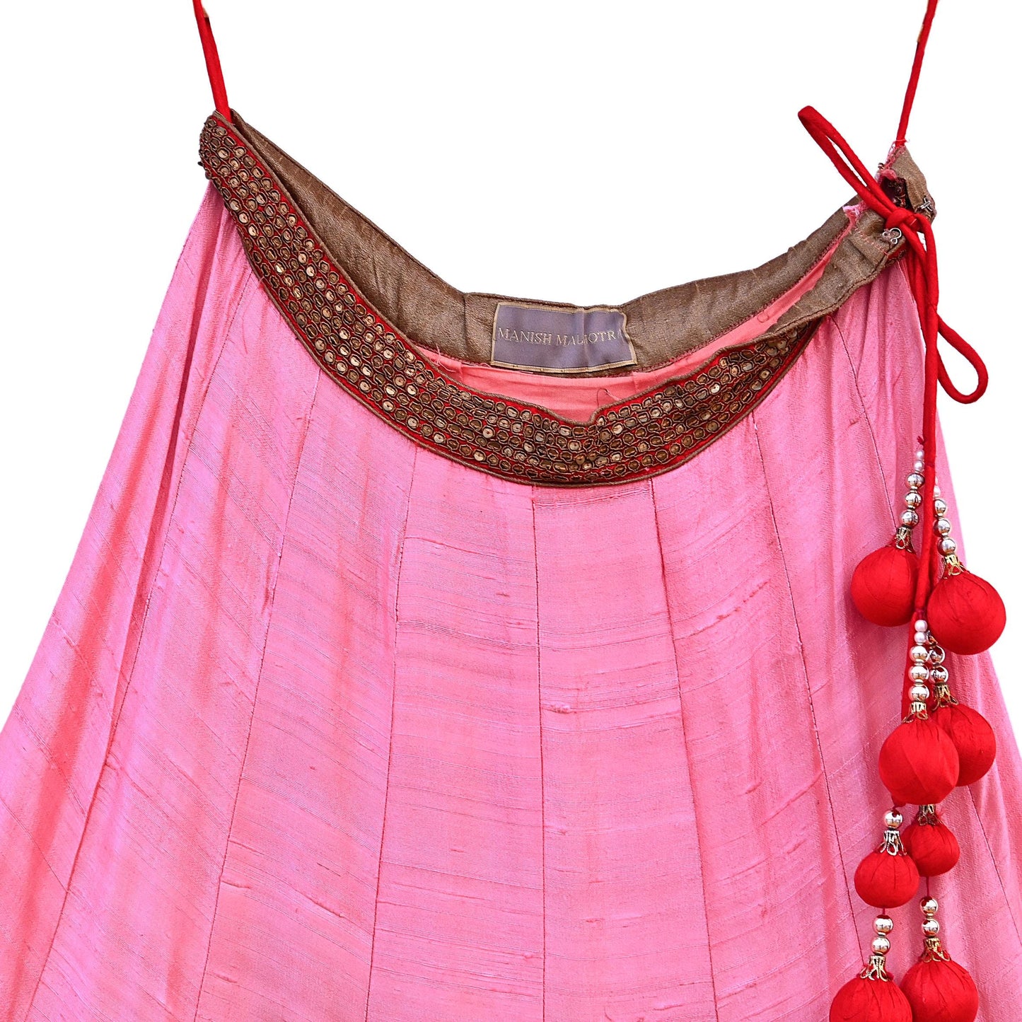 Indian Vintage Heavy Pink Raw Silk Hand Embroidered Lehenga/Skirt By Designer Sabyasachi Bridal Wear Dabka/ Zardozi