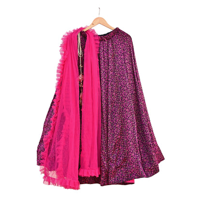 Black Pink Pure silk Heavy Handwoven Brocade Indian Bridal Outfit, 3pc Set Wedding Lehenga Choli Dupatta, Party Wear Reception Wear