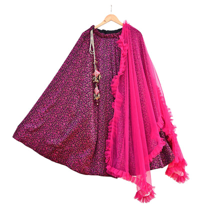 Black Pink Pure silk Heavy Handwoven Brocade Indian Bridal Outfit, 3pc Set Wedding Lehenga Choli Dupatta, Party Wear Reception Wear