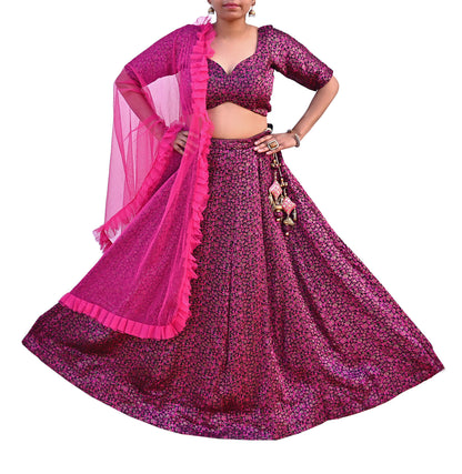 Black Pink Pure silk Heavy Handwoven Brocade Indian Bridal Outfit, 3pc Set Wedding Lehenga Choli Dupatta, Party Wear Reception Wear
