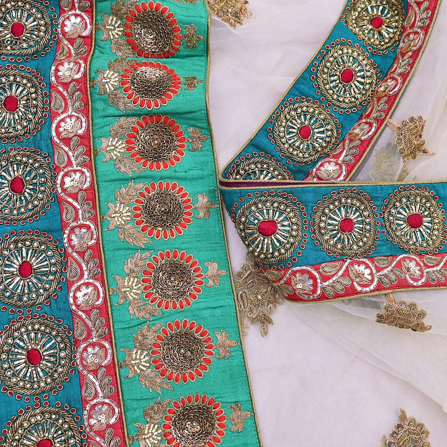 Indian Heavy Wedding Dupatta white Net Long Stole Hand Embroidered By Designer Sabyasachi Scarves Zardozi Bridal Veil
